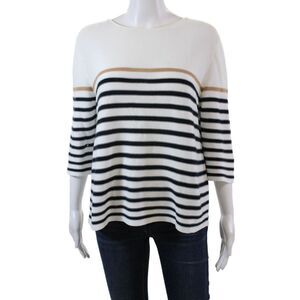 Hubert Gasser Womens Cotton Long Sleeve Stripped Knit Top White Size S